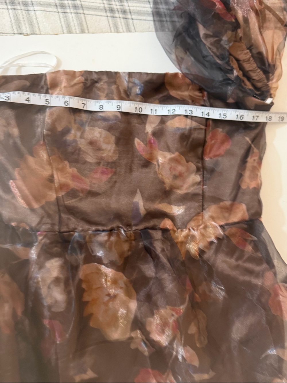 Lulus Exquisite Brown Finesse Floral Organza Off The Shoulder Maxi Dress NWT XL - Picture 15 of 16